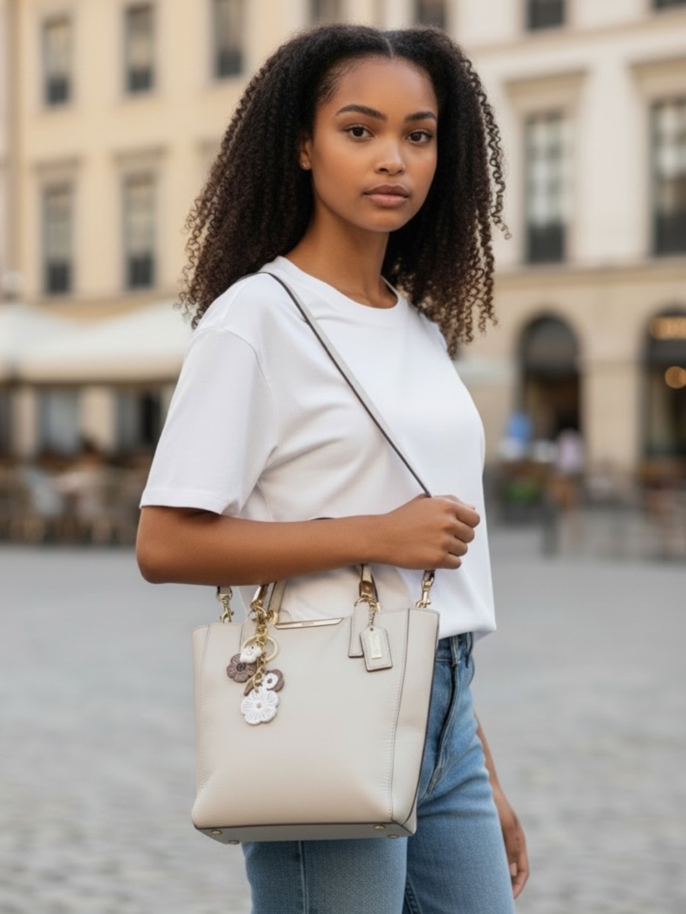 Coach 2014 Madison Ivory Saffiano Mini North/South Tote
